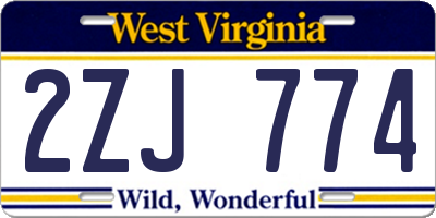WV license plate 2ZJ774
