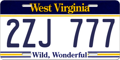 WV license plate 2ZJ777