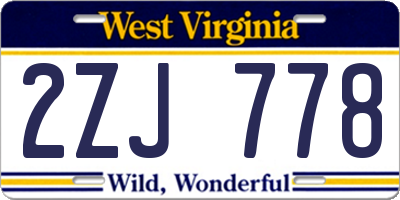 WV license plate 2ZJ778