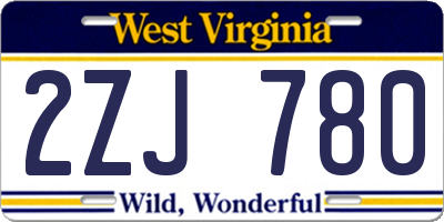 WV license plate 2ZJ780