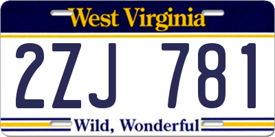 WV license plate 2ZJ781