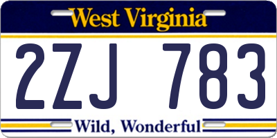 WV license plate 2ZJ783