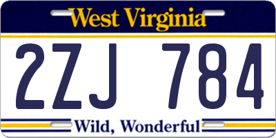 WV license plate 2ZJ784