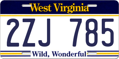 WV license plate 2ZJ785