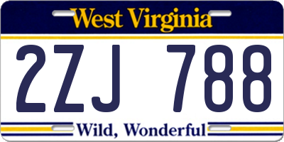 WV license plate 2ZJ788