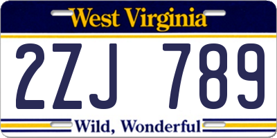 WV license plate 2ZJ789