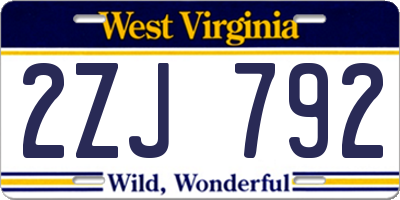 WV license plate 2ZJ792