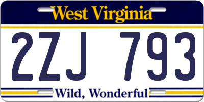 WV license plate 2ZJ793