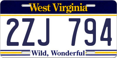 WV license plate 2ZJ794