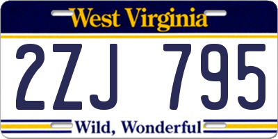 WV license plate 2ZJ795