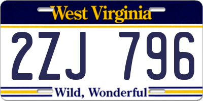 WV license plate 2ZJ796