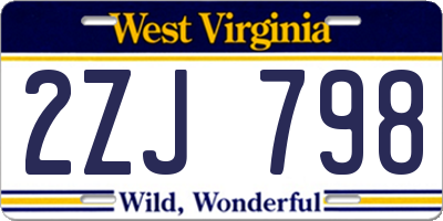 WV license plate 2ZJ798