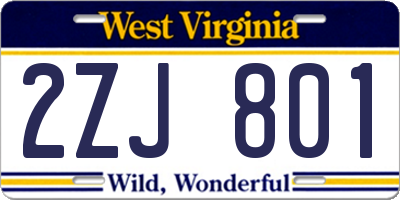 WV license plate 2ZJ801