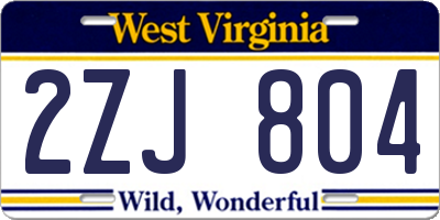 WV license plate 2ZJ804