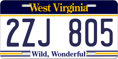 WV license plate 2ZJ805