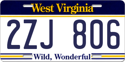 WV license plate 2ZJ806