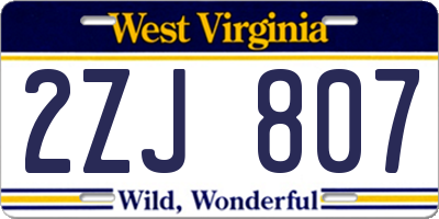 WV license plate 2ZJ807