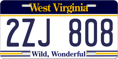 WV license plate 2ZJ808