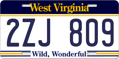 WV license plate 2ZJ809