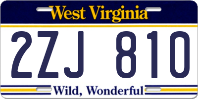 WV license plate 2ZJ810