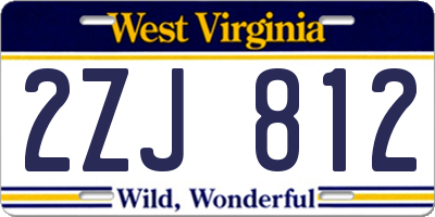 WV license plate 2ZJ812