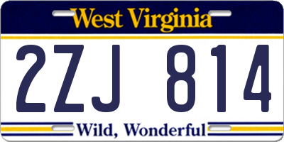 WV license plate 2ZJ814