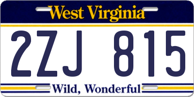 WV license plate 2ZJ815