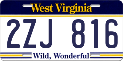 WV license plate 2ZJ816