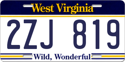 WV license plate 2ZJ819