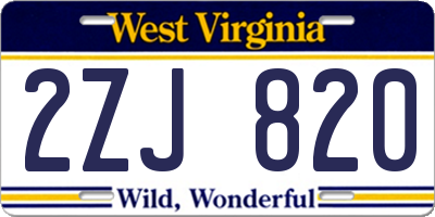 WV license plate 2ZJ820