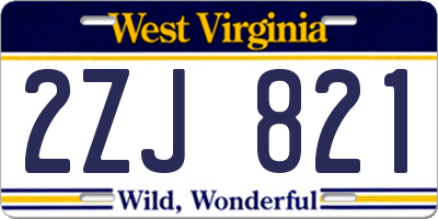 WV license plate 2ZJ821