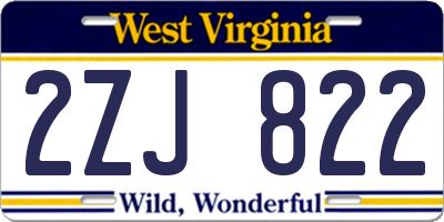 WV license plate 2ZJ822