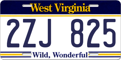 WV license plate 2ZJ825