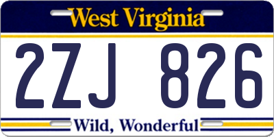 WV license plate 2ZJ826