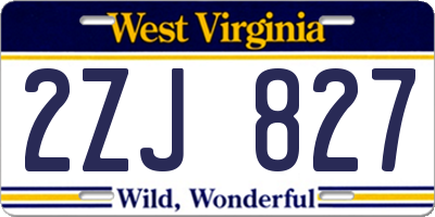 WV license plate 2ZJ827