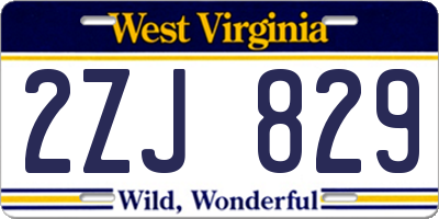 WV license plate 2ZJ829