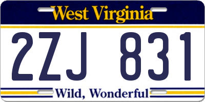 WV license plate 2ZJ831