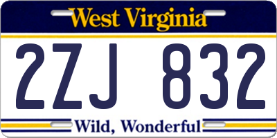 WV license plate 2ZJ832