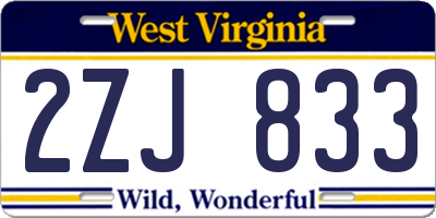 WV license plate 2ZJ833