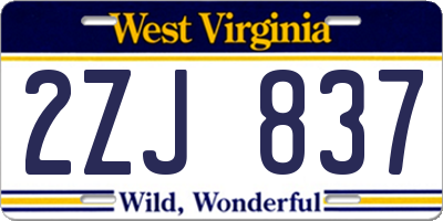 WV license plate 2ZJ837