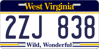 WV license plate 2ZJ838
