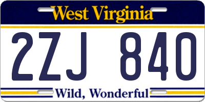 WV license plate 2ZJ840