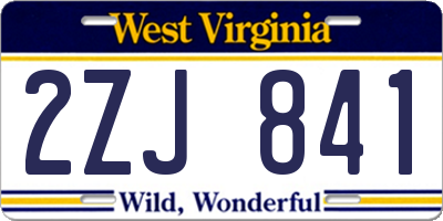 WV license plate 2ZJ841