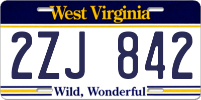 WV license plate 2ZJ842