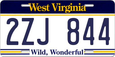 WV license plate 2ZJ844