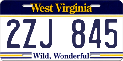 WV license plate 2ZJ845
