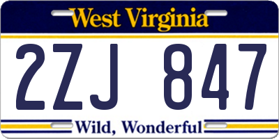 WV license plate 2ZJ847