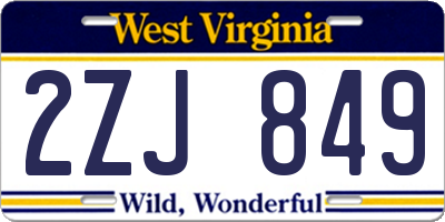 WV license plate 2ZJ849