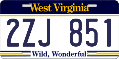 WV license plate 2ZJ851