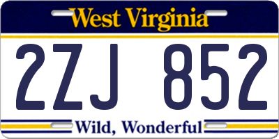 WV license plate 2ZJ852